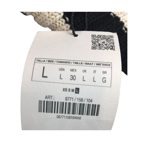 Zara Women Crop Sweater L Black White Striped Turtleneck Pullover 6771/158 NWT - Picture 8 of 10